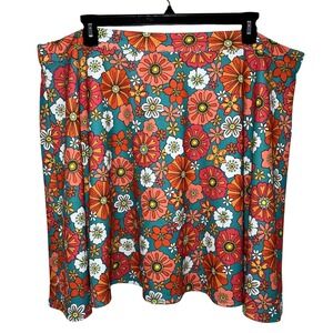 Smak Parlour 4X Teal Orange Floral Mod Skirt Retro Vintage Inspired, Retail $58